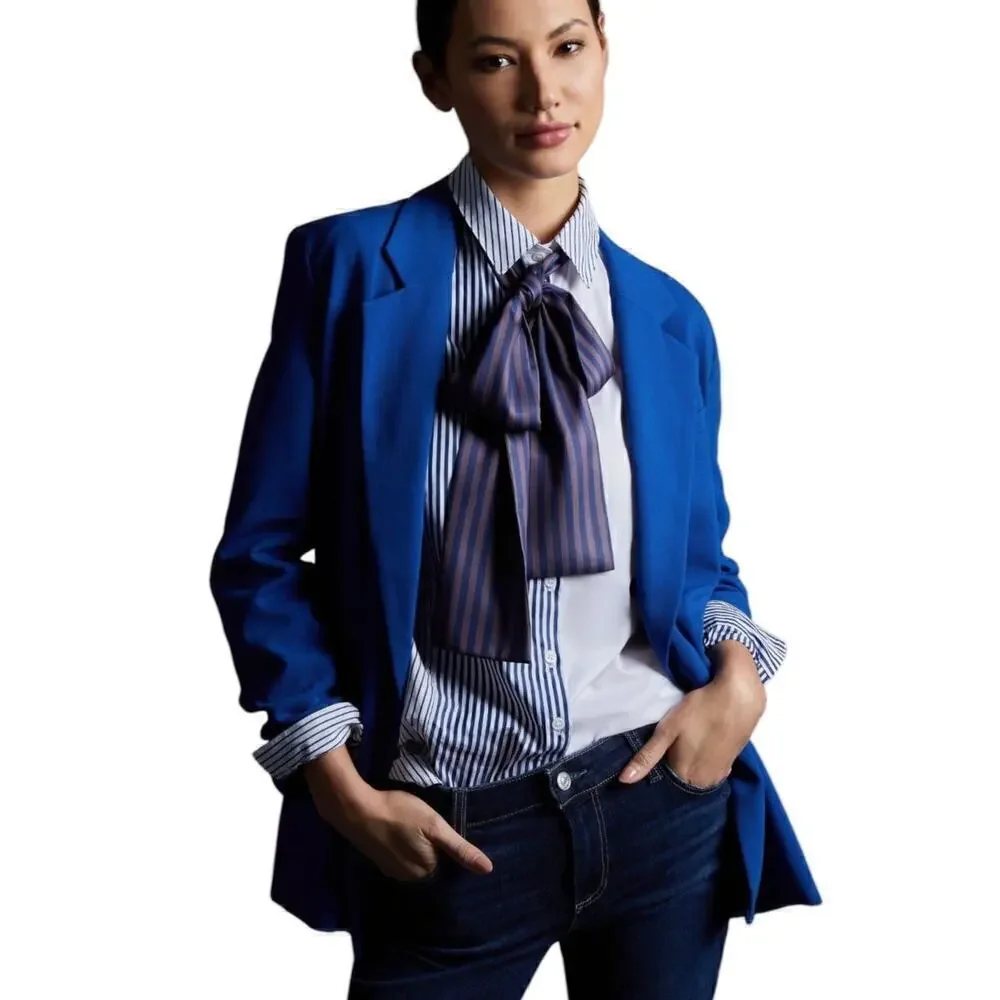 Anthropologie Maeve Double-Breasted Blazer in Blue size 4